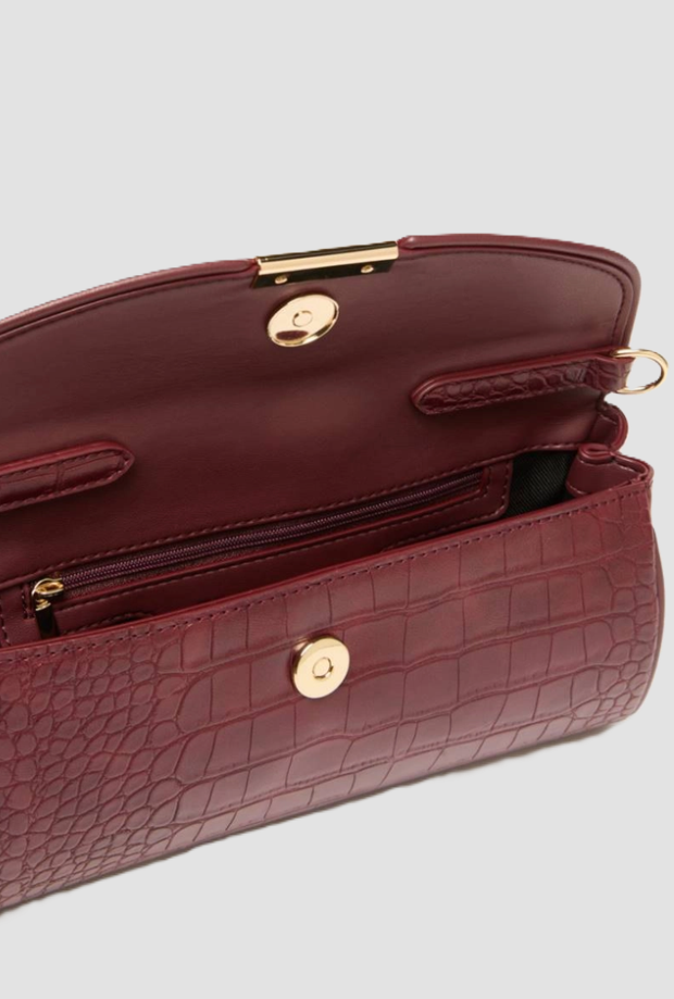 Borsa effetto coccodrillo donna bordeaux 