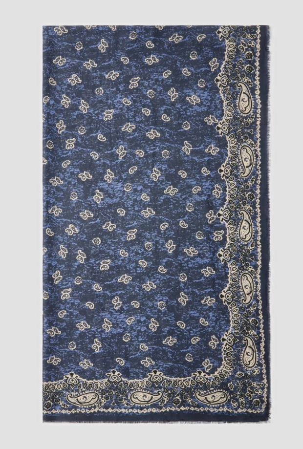 Stola con fantasia paisley donna blu 