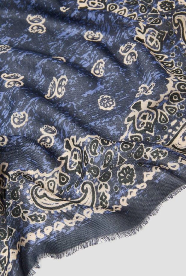 Stola con fantasia paisley donna blu 