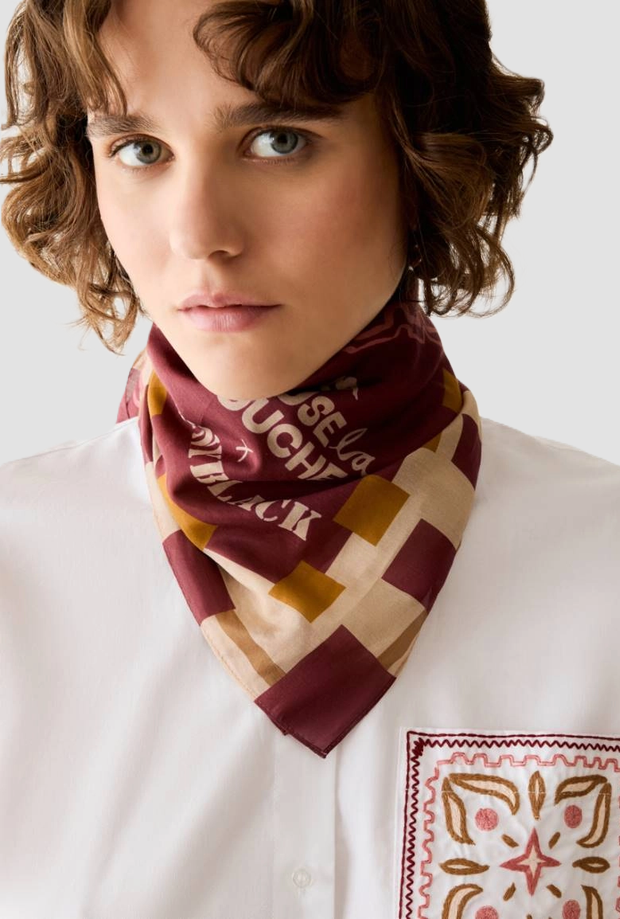 Foulard in cotone e seta donna bordeaux 