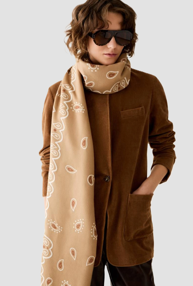 Stola con disegno jacquard donna beige 