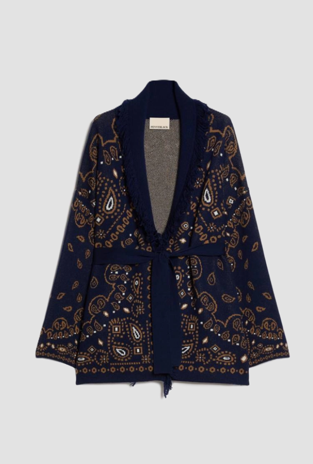 Cardigan in misto lana donna blu 