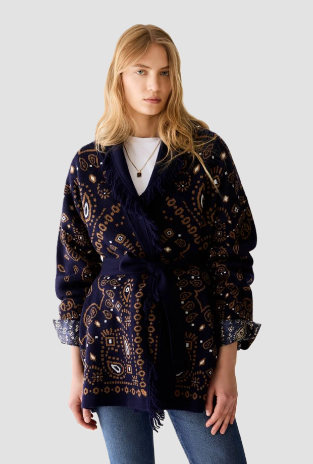 Cardigan in misto lana donna blu 