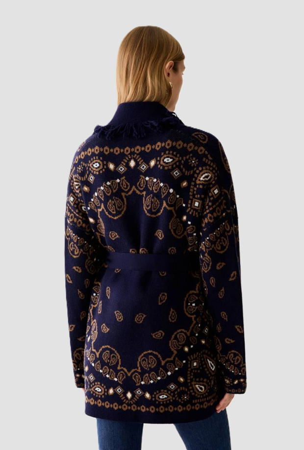 Cardigan in misto lana donna blu 