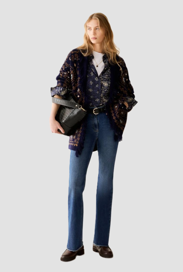 Cardigan in misto lana donna blu 