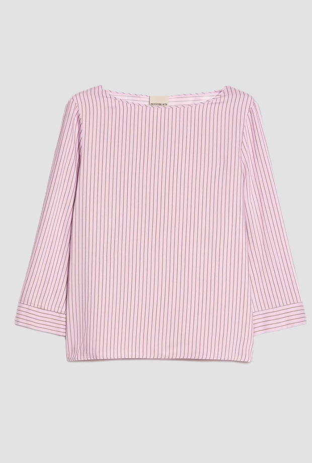 Blusa a righe sottili donna lilla 