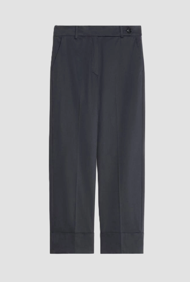Pantalone in raso di cotone donna blu 