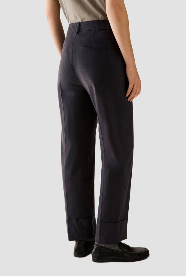 Pantalone in raso di cotone donna blu 