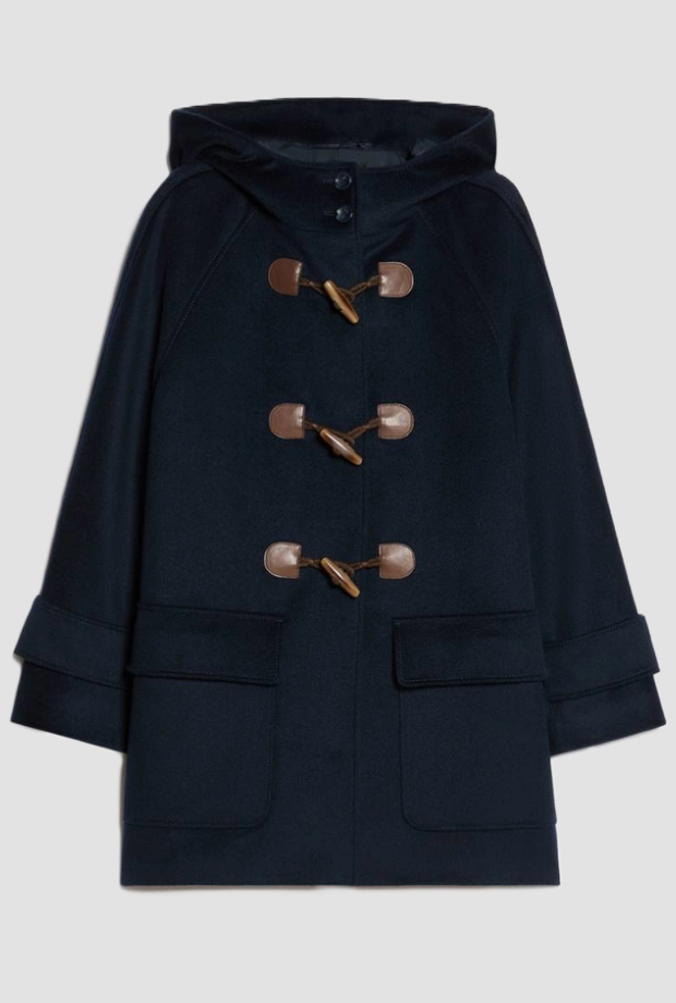 Montgomery con cappuccio in lana donna blu notte 