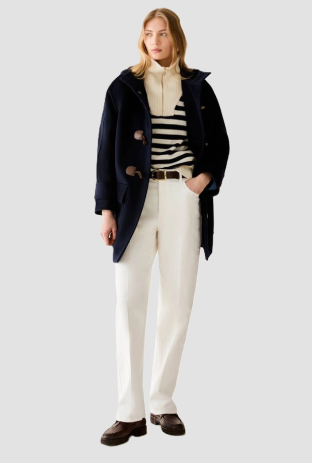 Montgomery con cappuccio in lana donna blu notte 