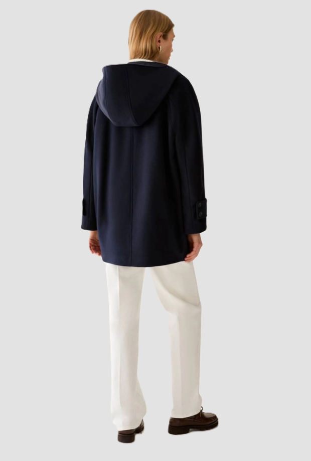 Montgomery con cappuccio in lana donna blu notte 