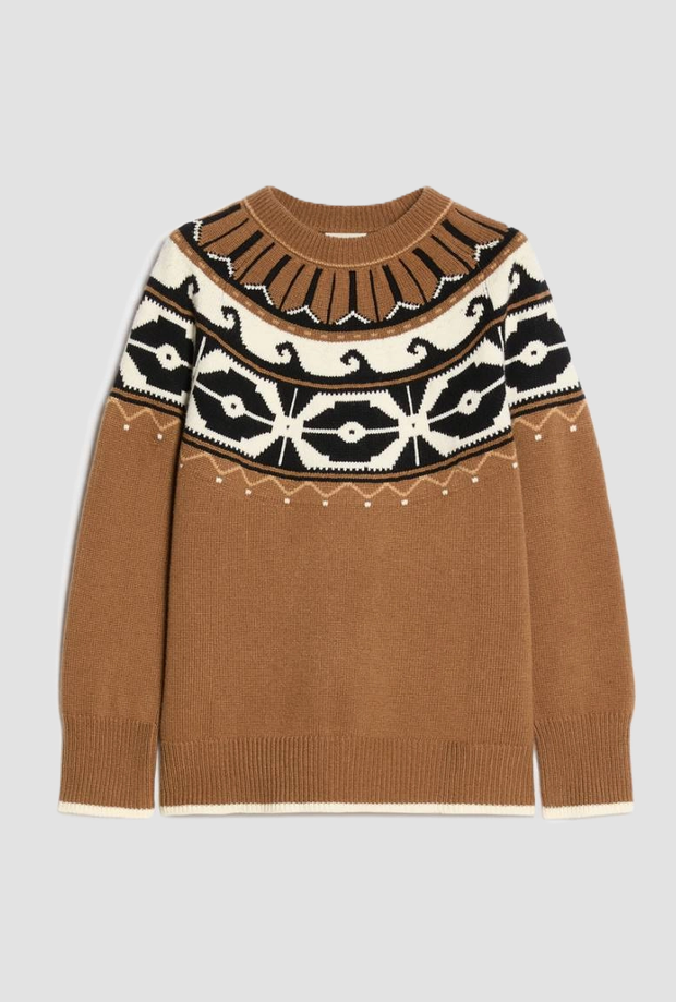 Maglia in blend di lana donna tabacco 