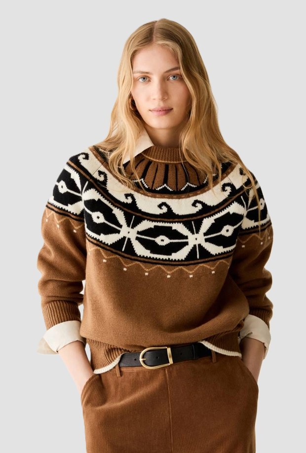 Maglia in blend di lana donna tabacco 