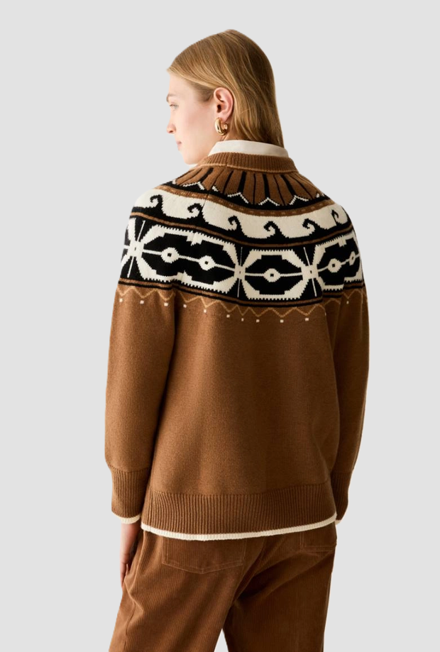 Maglia in blend di lana donna tabacco 