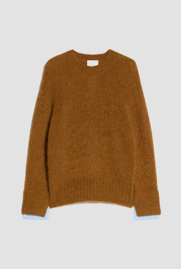Maglia in blend di alpaca donna tabacco 