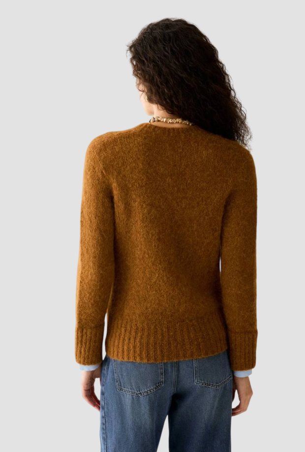 Maglia in blend di alpaca donna tabacco 