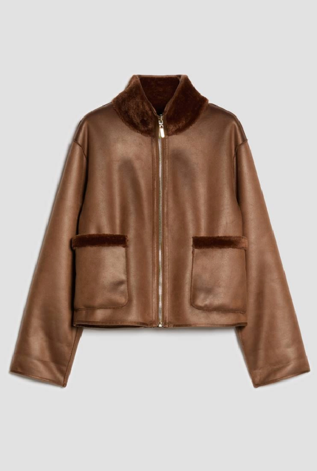 Giacca in ecopelliccia reversibile donna tabacco 
