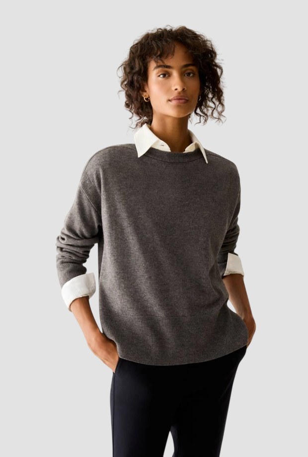 Maglia con scollo a barchetta donna grigio 