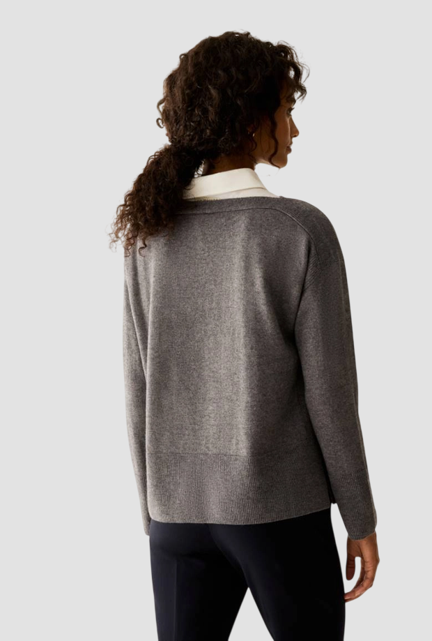Maglia con scollo a barchetta donna grigio 