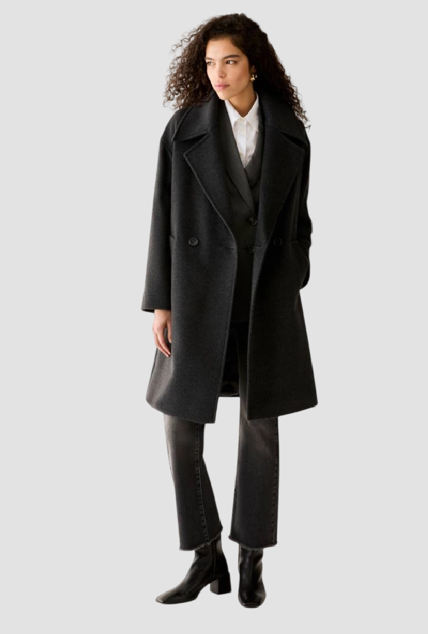 Cappotto a doppiopetto donna grigio scuro 