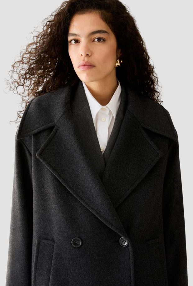 Cappotto a doppiopetto donna grigio scuro 