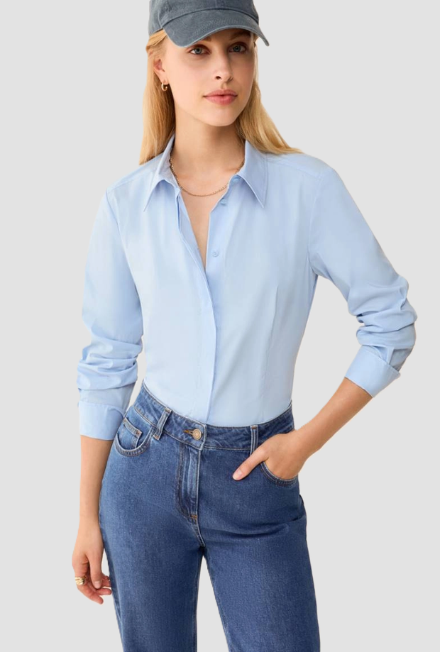 Camicia slim fit donna azzurro 