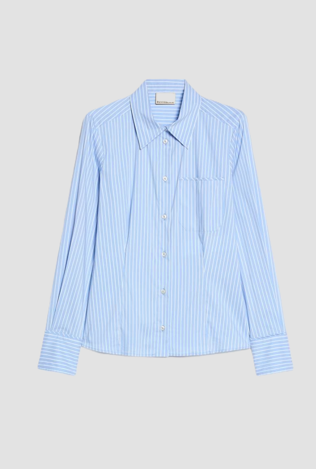 Camicia a righe slim fit donna azzurro 