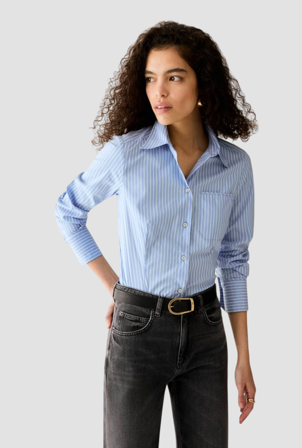 Camicia a righe slim fit donna azzurro 