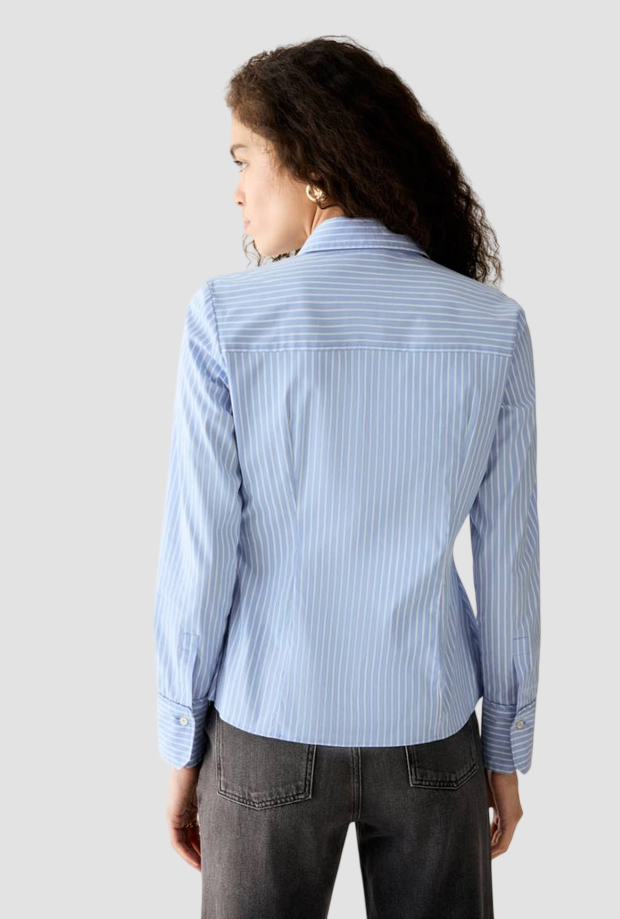 Camicia a righe slim fit donna azzurro 