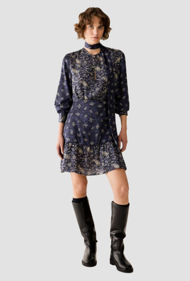 Abito con stampa paisley donna blu 