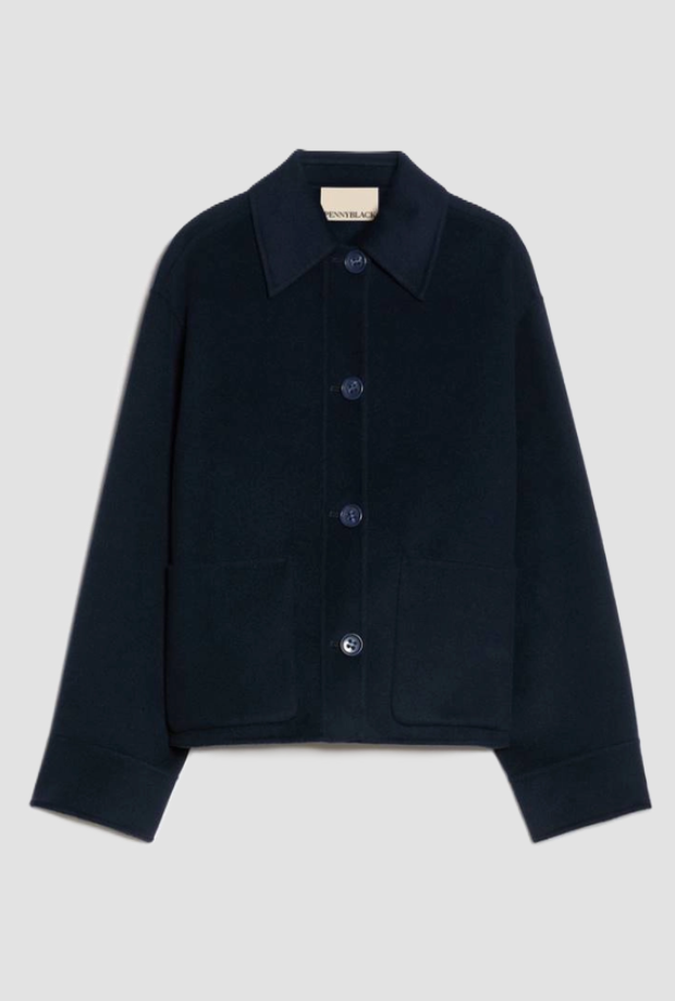 Giacca over-shirt con bottoni donna blu 