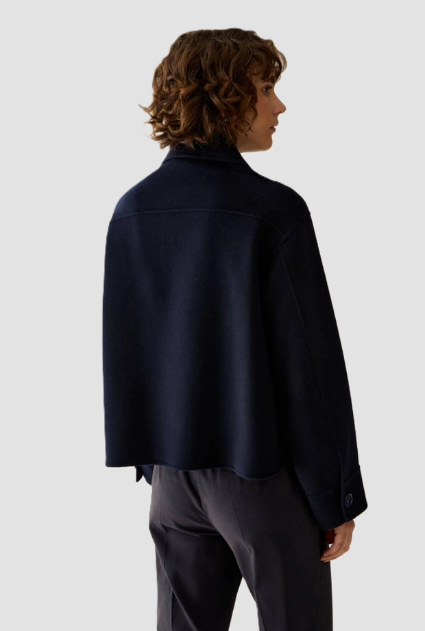 Giacca over-shirt con bottoni donna blu 