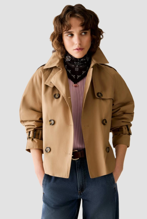 Cropped trench donna cammello 