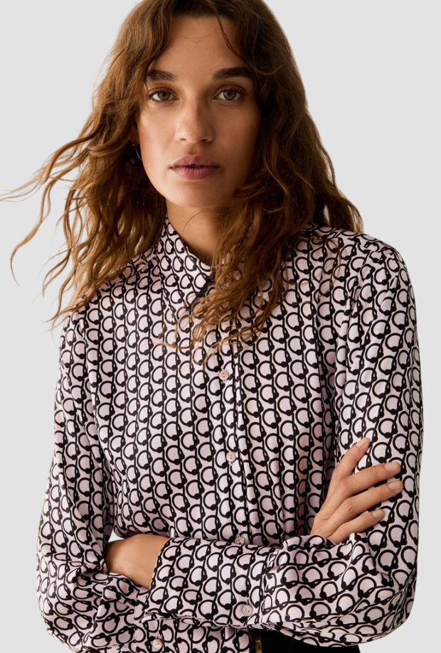 Camicia in raso a fantasia donna rosa 