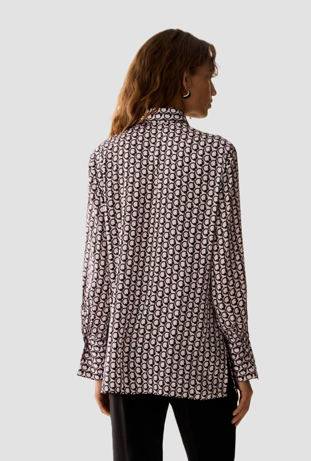 Camicia in raso a fantasia donna rosa 