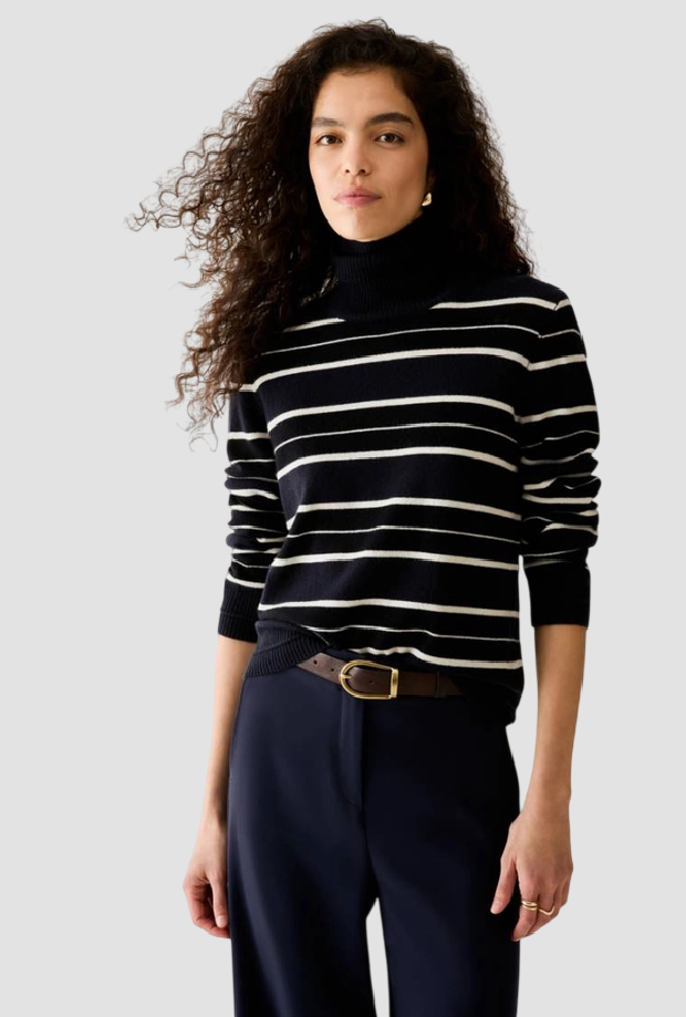 Dolcevita a righe donna navy blue 