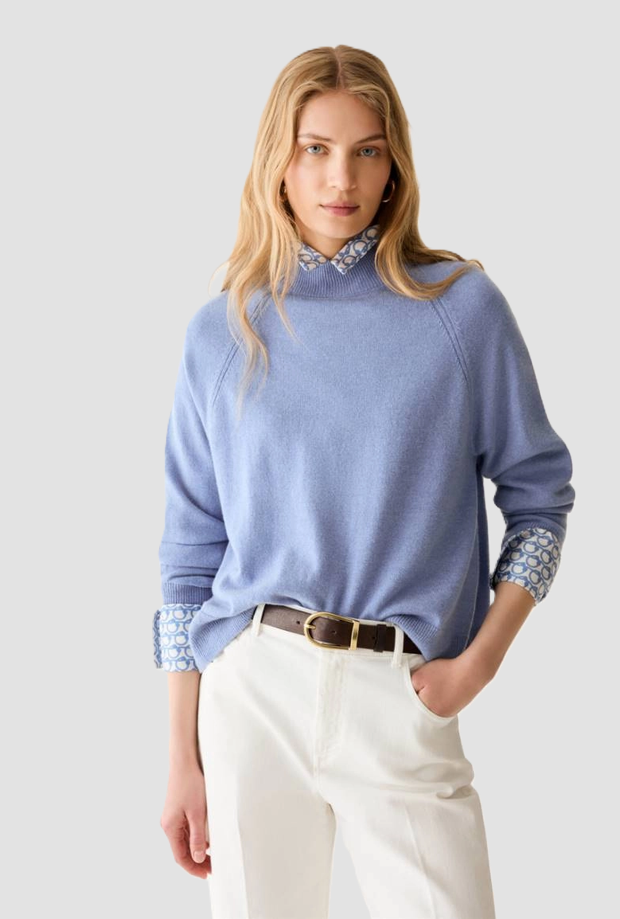Maglia a lupetto donna azzurro 