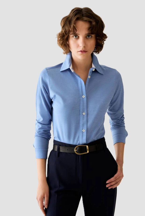 Camicia slim fit donna azzurro 