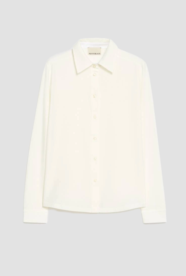 Camicia slim fit donna panna 