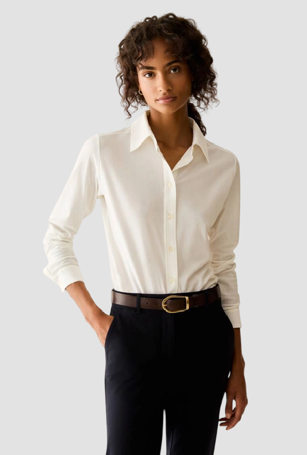 Camicia slim fit donna panna 