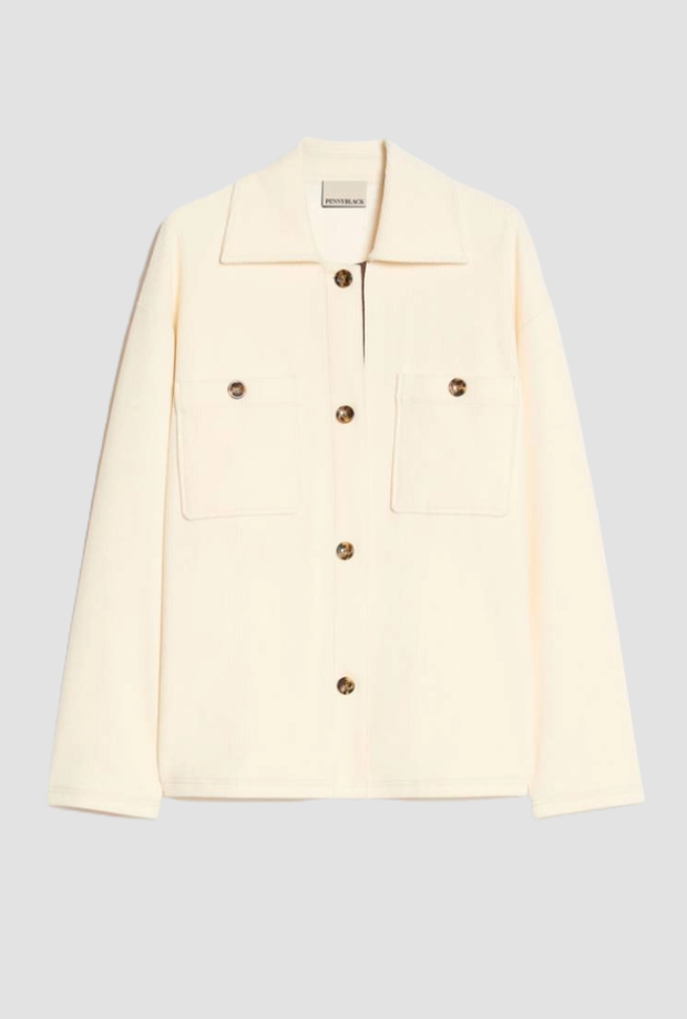Giacca camicia in velluto donna panna 