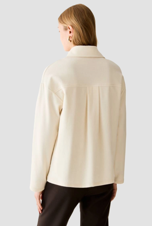 Giacca camicia in velluto donna panna 