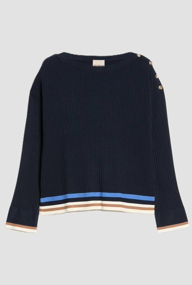 Maglia a coste con bottoni donna navy blue 