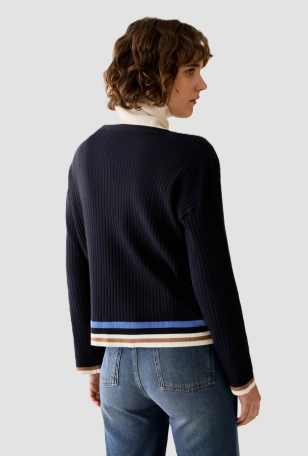 Maglia a coste con bottoni donna navy blue 