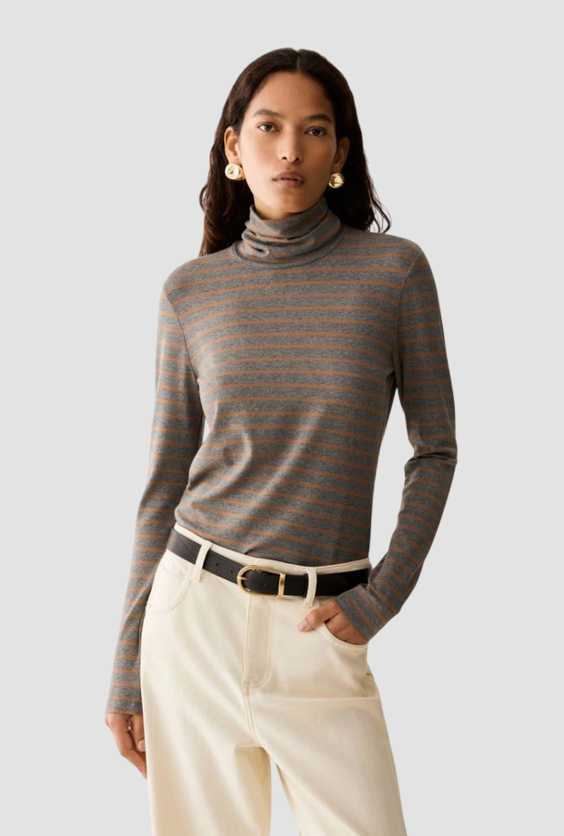 Dolcevita a righe donna grigio 