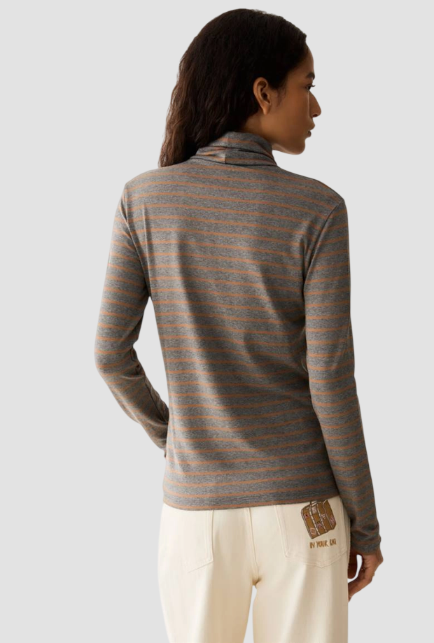 Dolcevita a righe donna grigio 