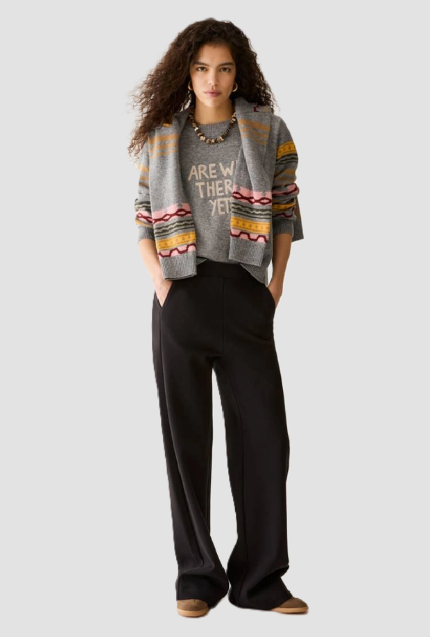 Pantalone gamba larga donna nero 