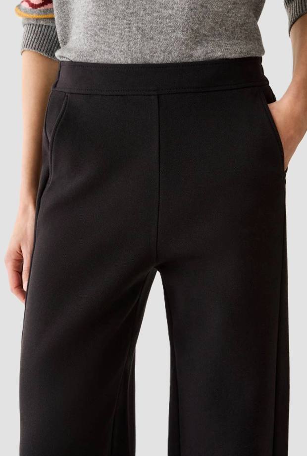 Pantalone gamba larga donna nero 