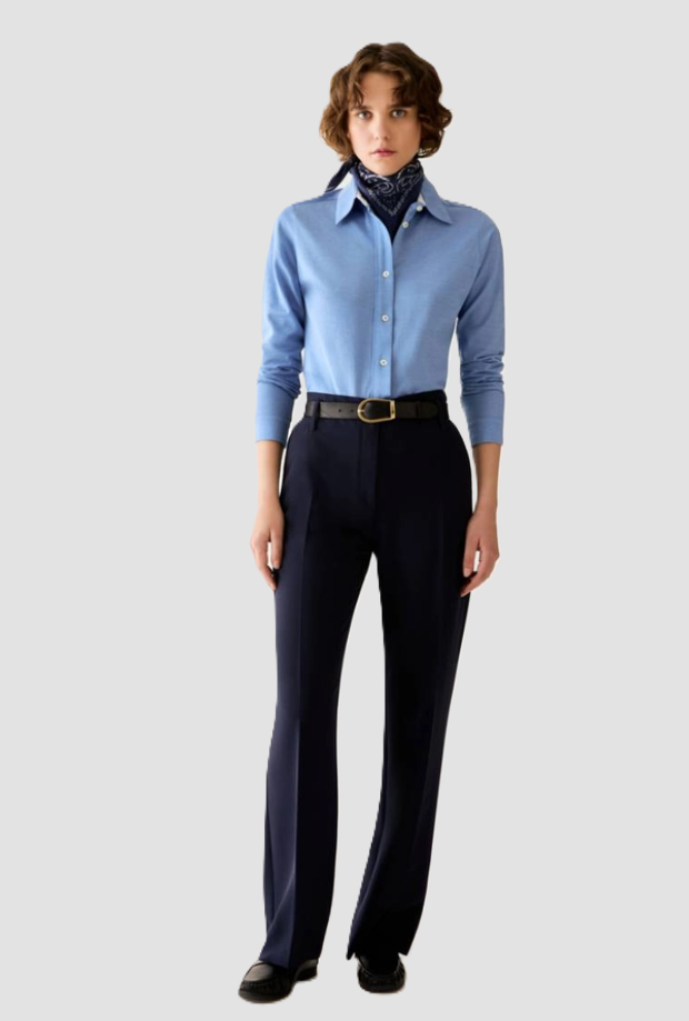 Pantalone straight fit donna blu 