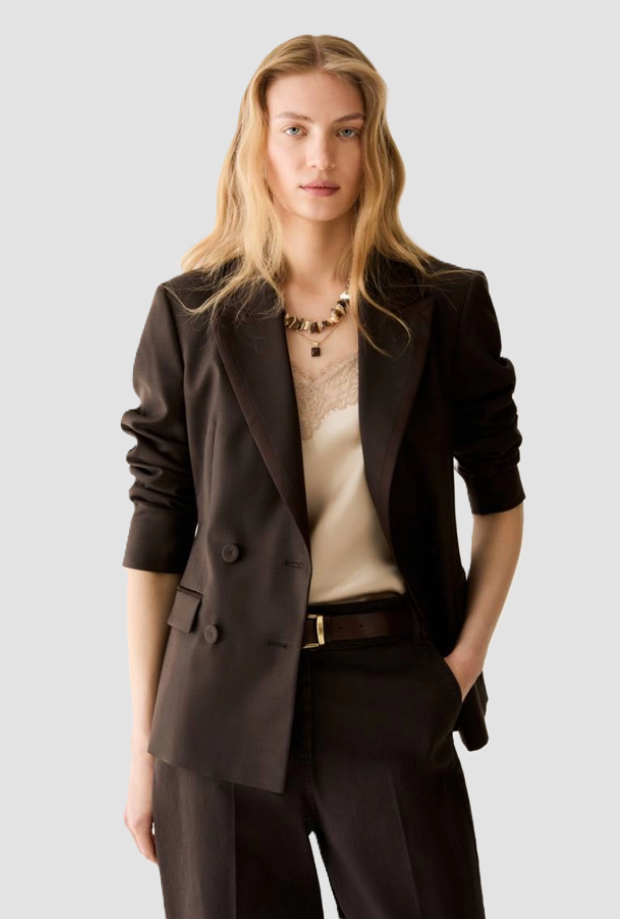 Giacca slim fit doppiopetto donna testa di moro 